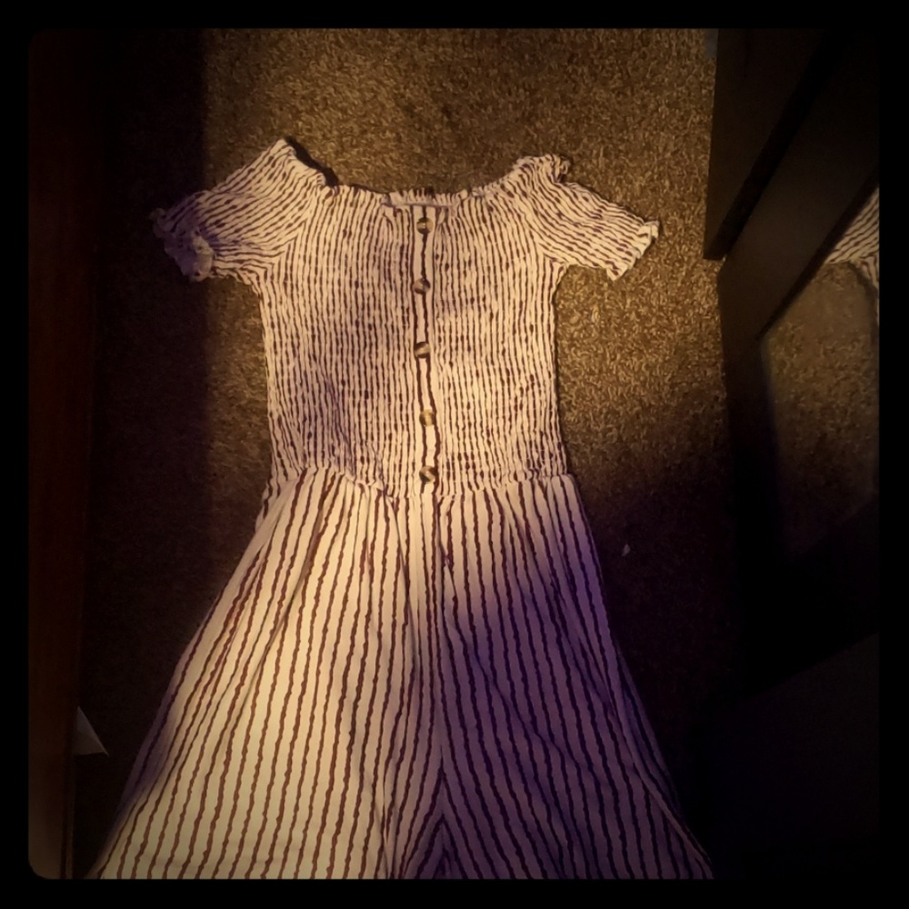 Red and white striped romper